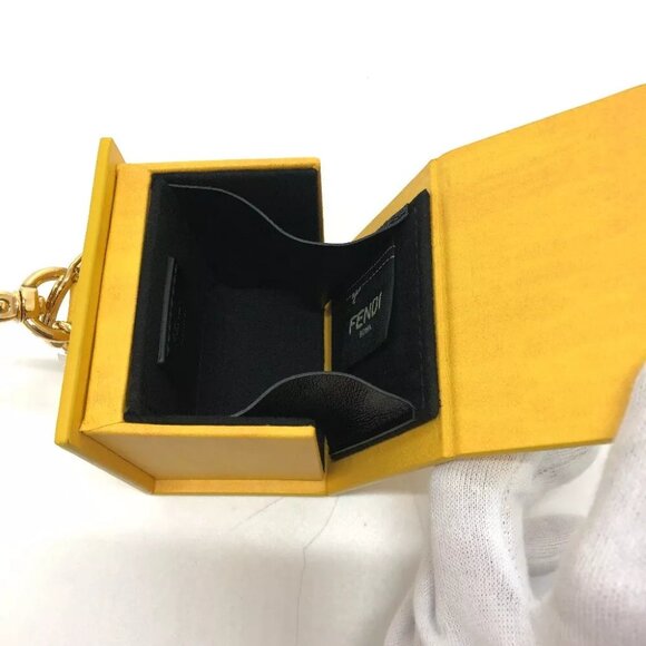 FENDI 7AR894 logo/accessories mini box charm Key Holder yellow/GoldHardware - Picture 8 of 9